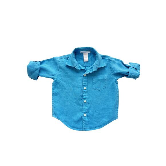 Janie And Jack Linen Button Up Shirt Size 12-18m - Picture 1 of 4